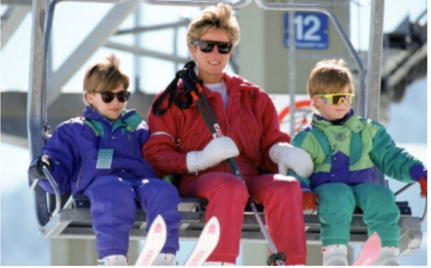 Diana au ski avec ses fils