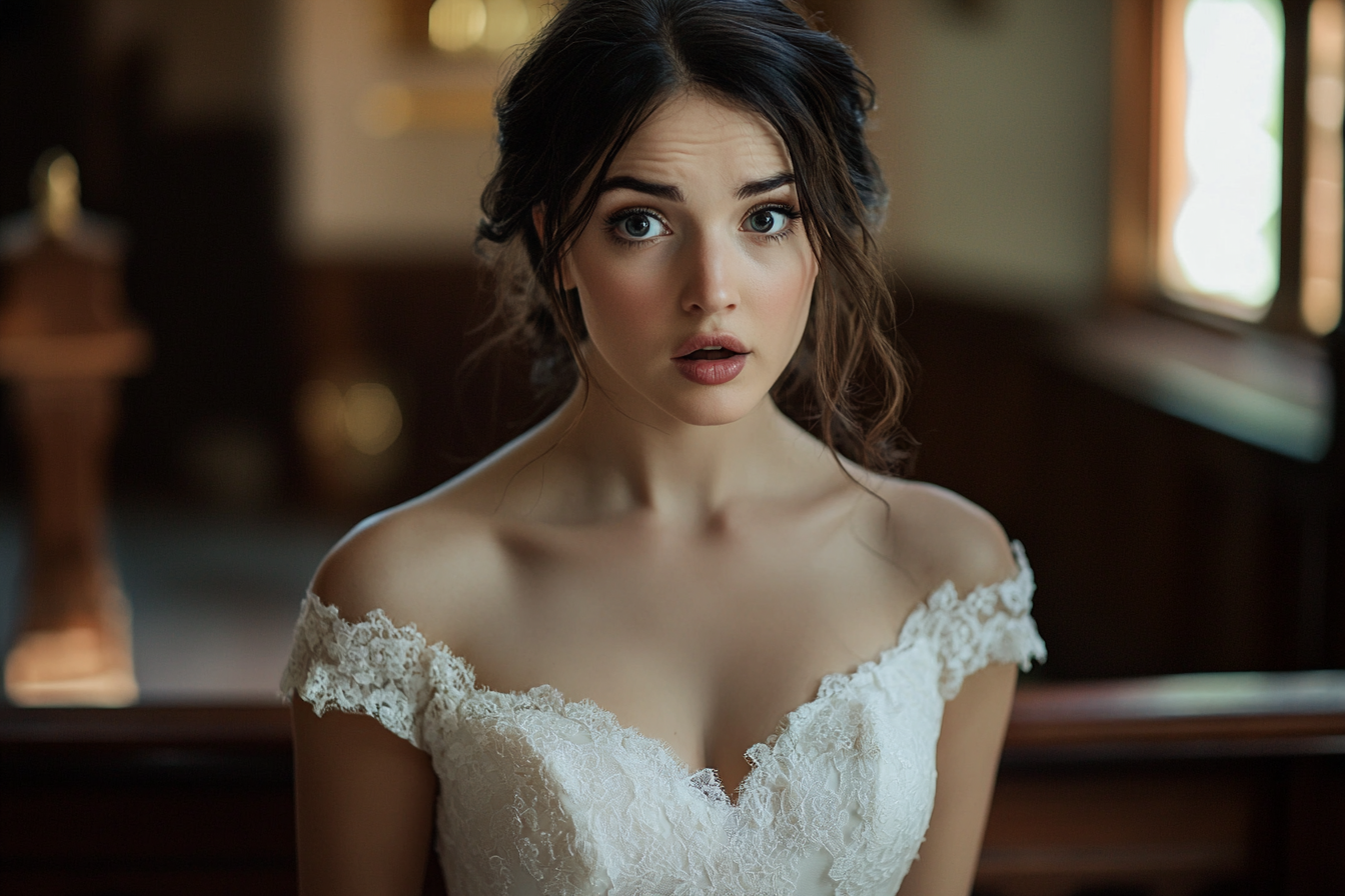 Une mariée près de l'autel
