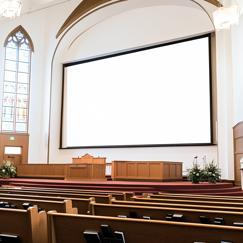 Un écran audiovisuel dans une église
