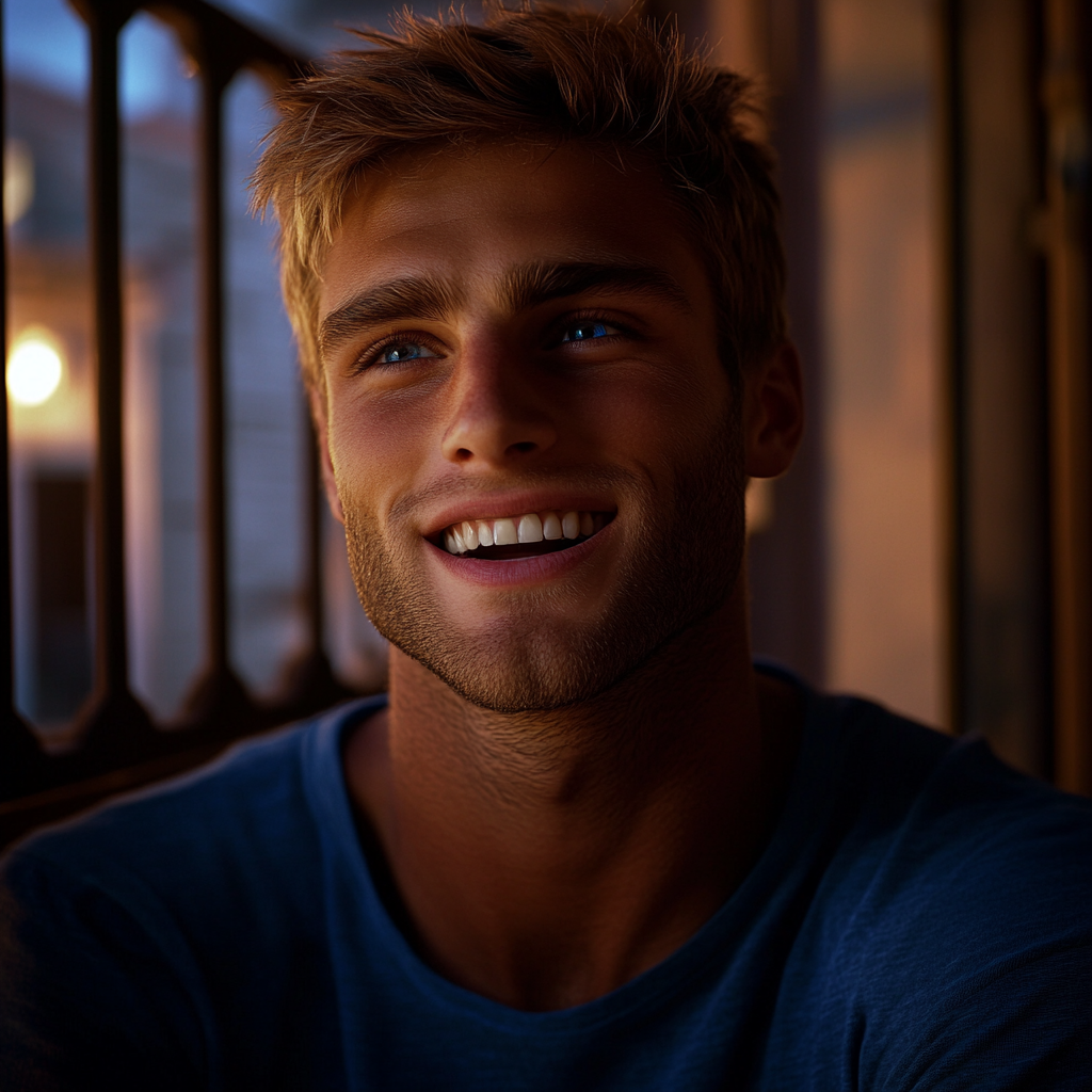 Un jeune homme ravi