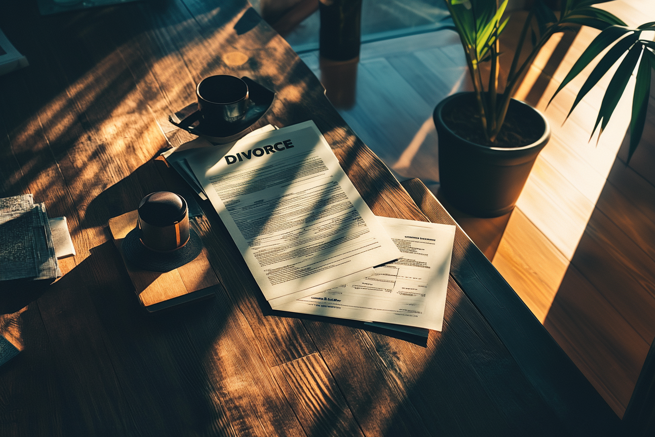 Documents de divorce sur une table