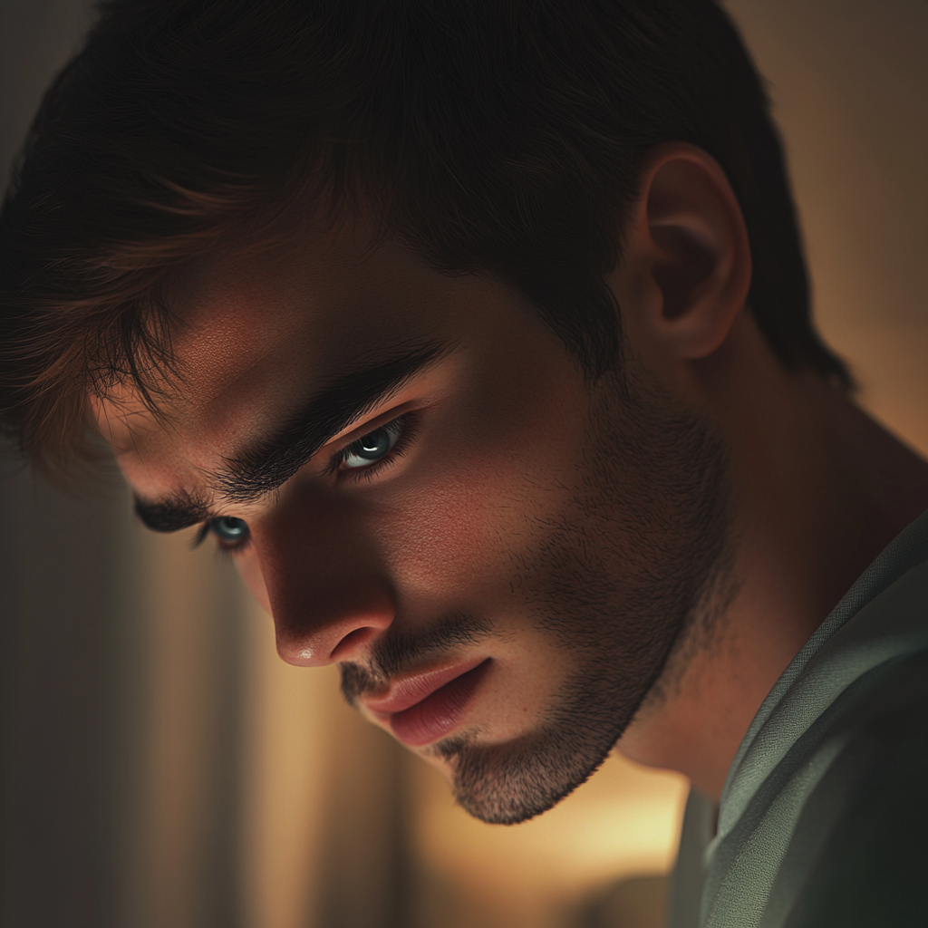 Un homme baissant les yeux
