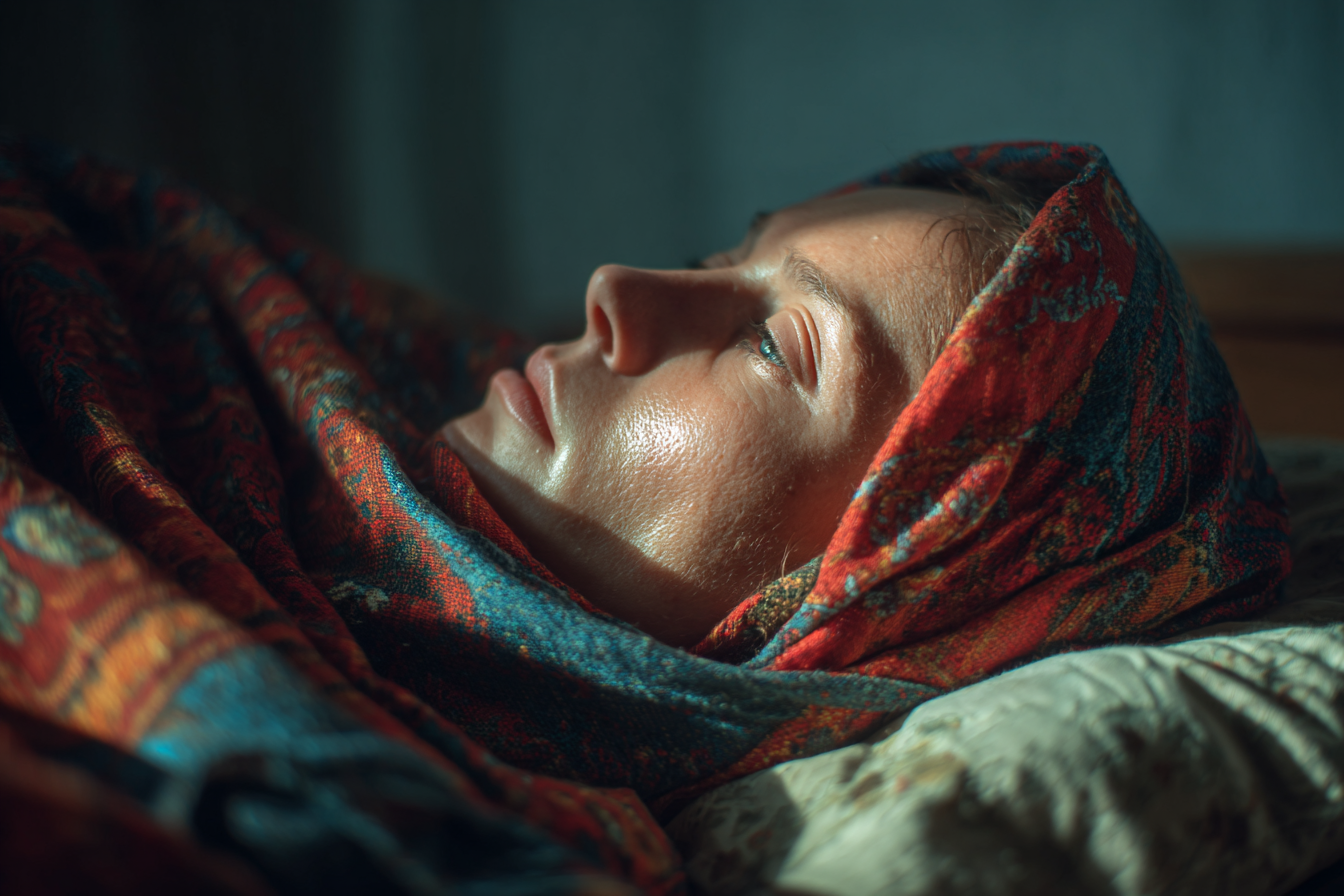 Une femme allongée dans son lit