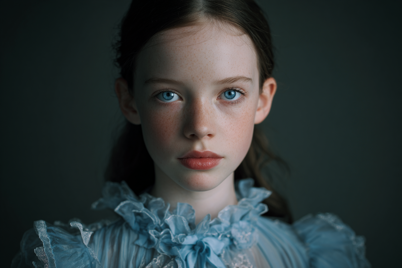 Une jeune fille avec une robe bleue