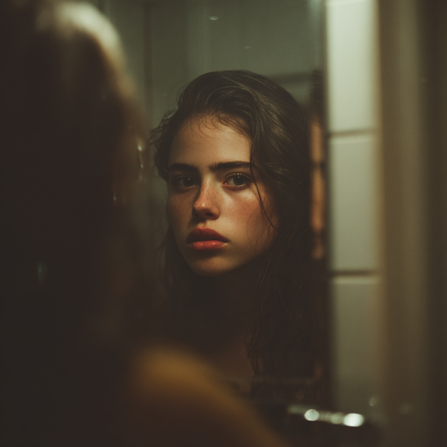 Une femme se regardant dans un miroir