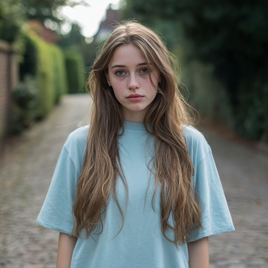 Une jeune femme émotive se tenant dehors | Source : Midjourney