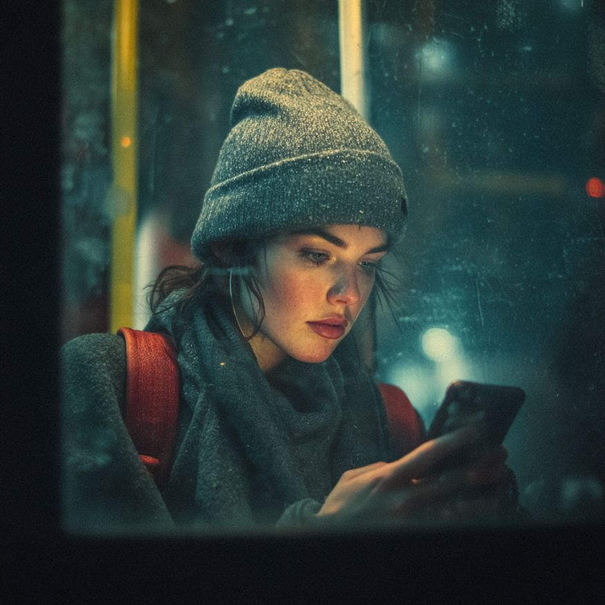 Une femme écrivant un message