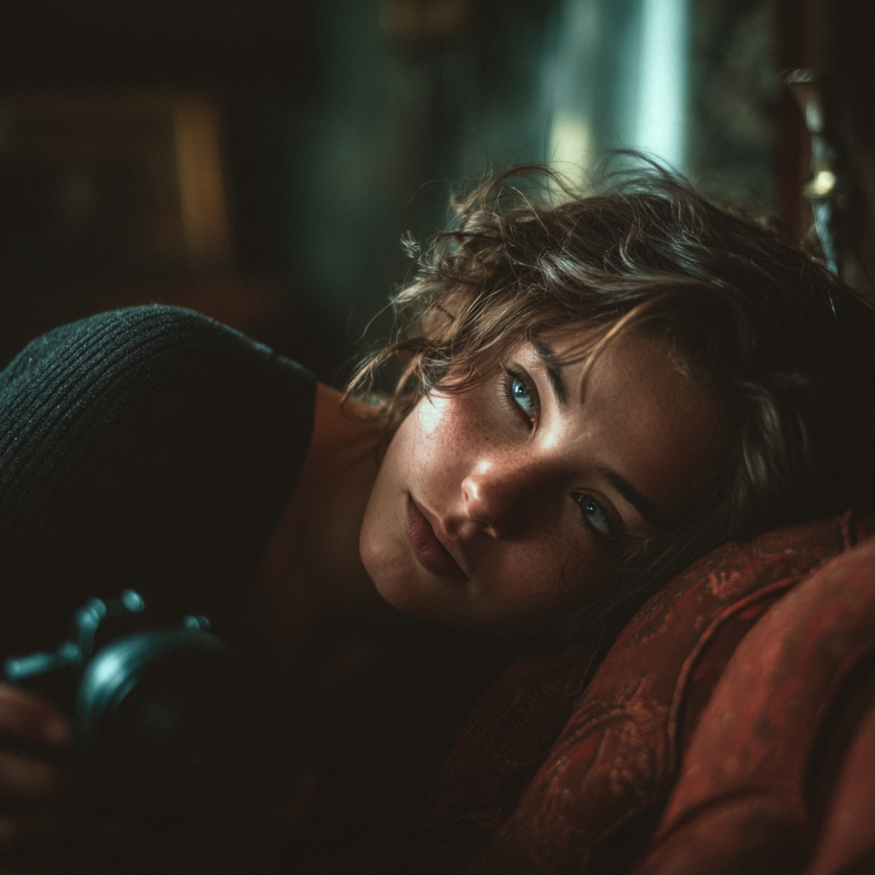 Une femme allongée sur un canapé