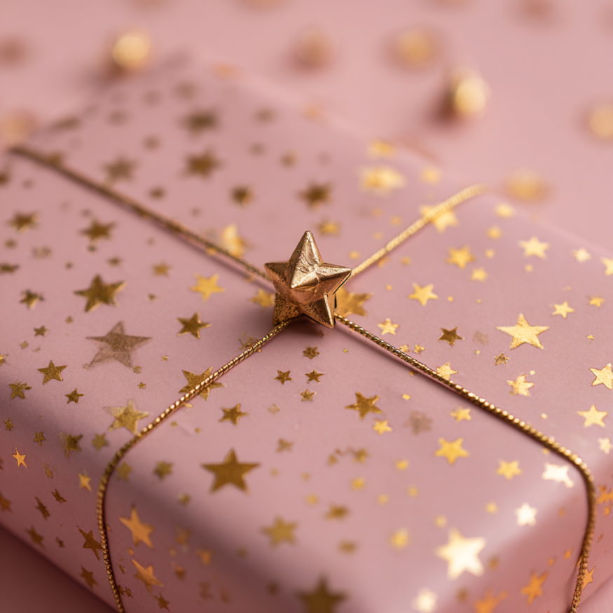 Un cadeau emballé dans du papier rose