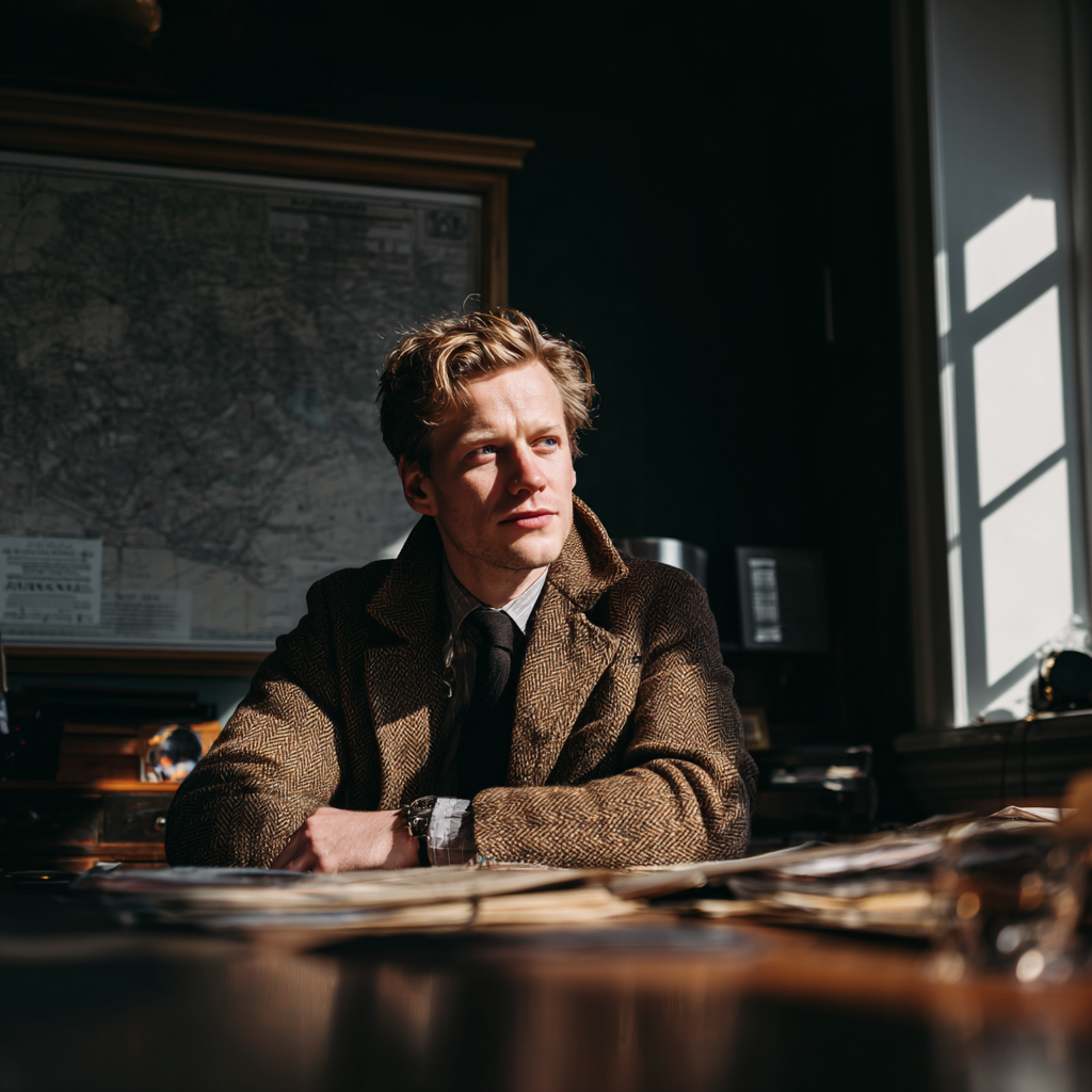 Un homme assis à son bureau | Source : Midjourney