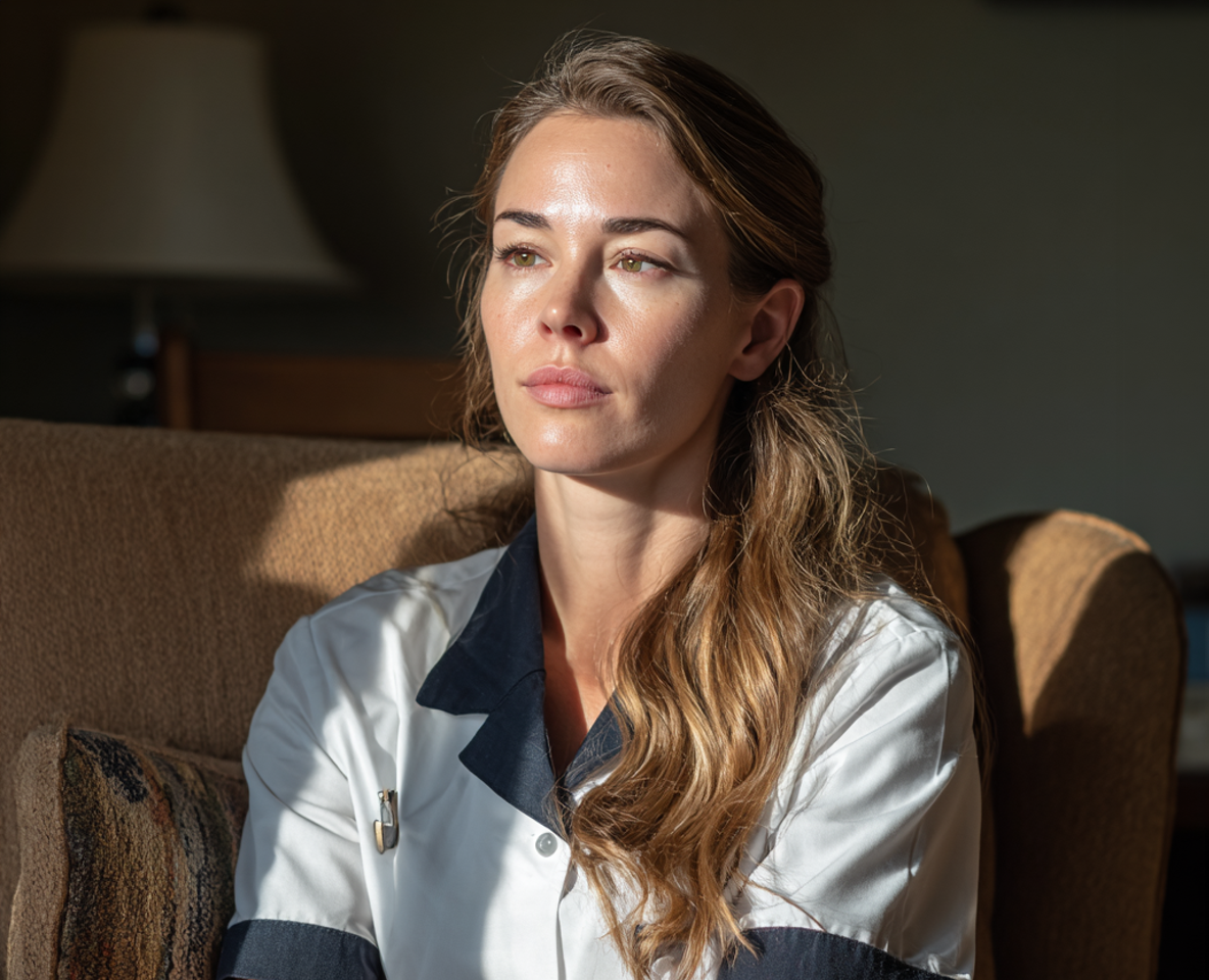 Une femme assise dans un fauteuil | Source : Midjourney